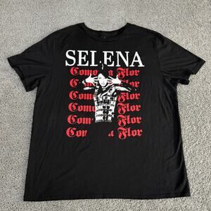 Selena Shirt Mens Extra Large Black Red Como La Flor Short Sleeve Music